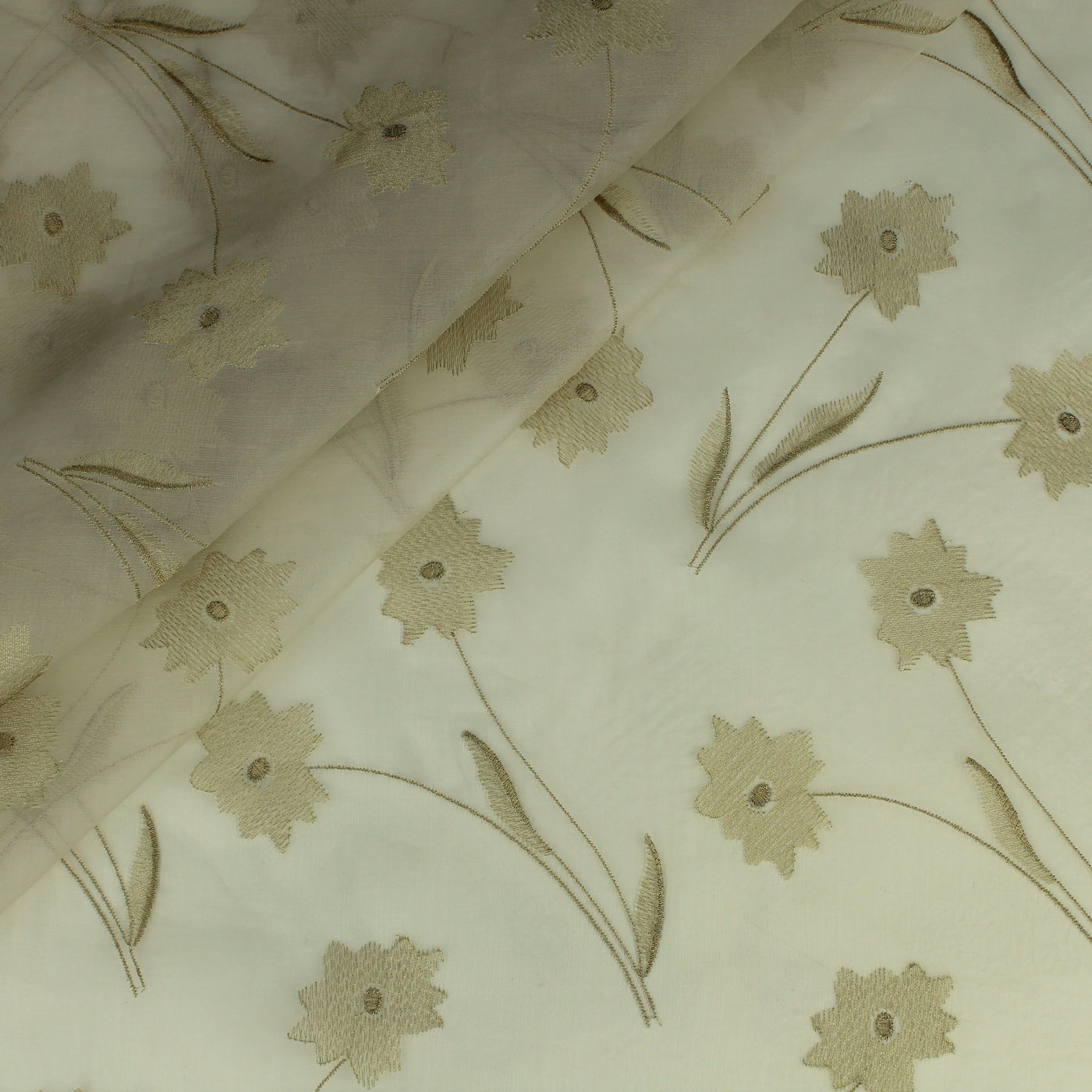 Reine Seide 40202 / Organza mit Stickerei (BW / VI)
